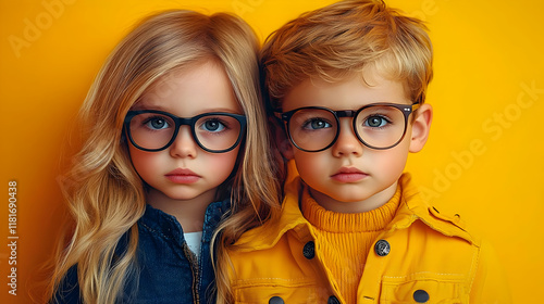 Kids Wearing Glasses Pose S...