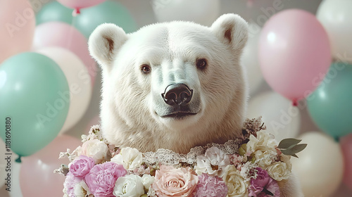 Polar Bear Wears Floral Cro...
