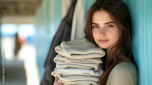 Fresh Laundry: Girl Holds C...