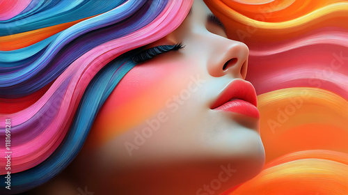 Colorful Face with Abstract...