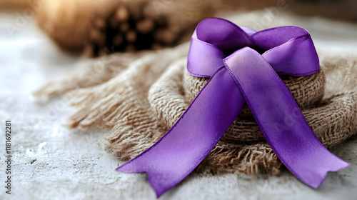 Purple Ribbon Wrapped Burla...