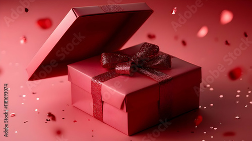 Red Gift Box Opens with Fal...