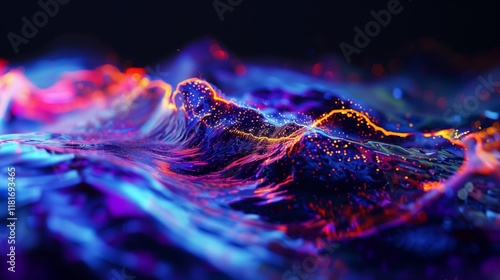 A tiny surge of colorful electricity crackling with vivid blues, reds, and purples, isolated with perfect lighting.