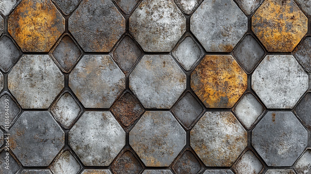 Fototapeta premium Rusty Metal Hexagon Tiles