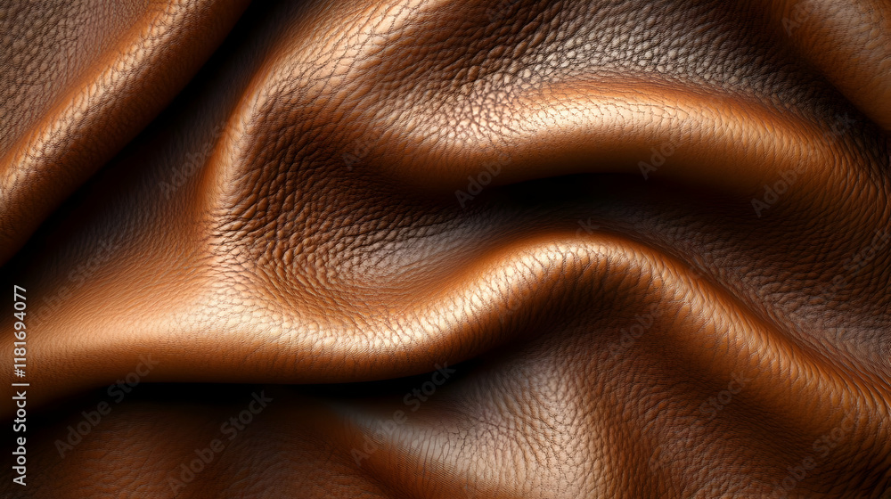 Brown Leather Texture Waves Smoothly Under Light Brown Leather Texture Waves Smoothly Under Light