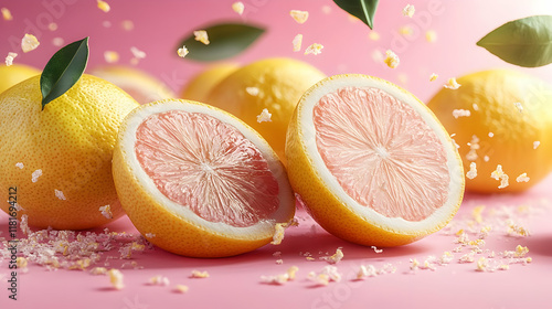 Pink Lemons Sliced Open wit...