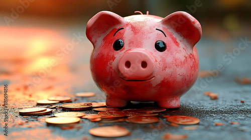 Piggy Bank Holds Savings Se...