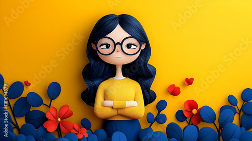 Girl Character Poses with F...
