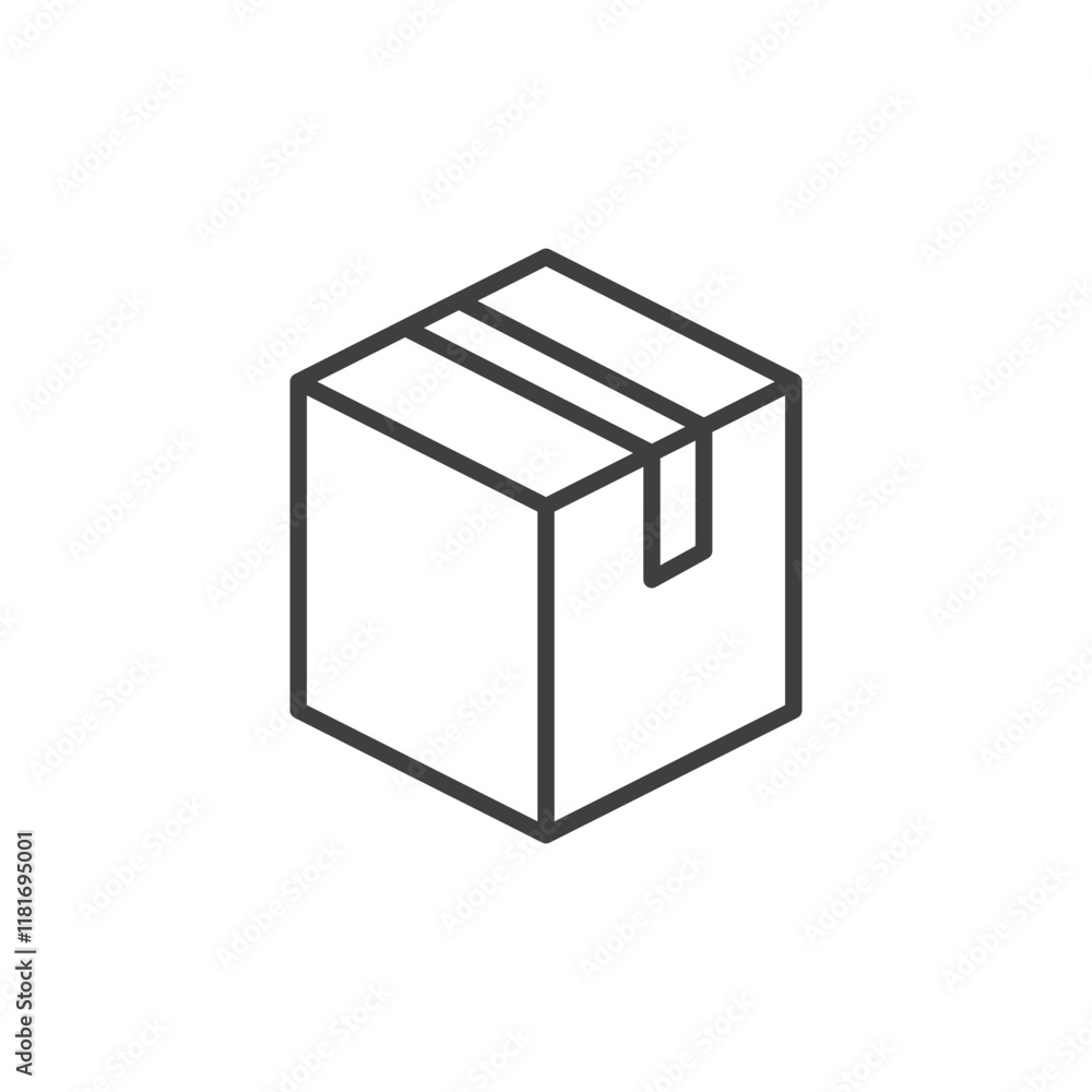 Box icon. Simple outline style. Package, delivery, parcel, shipping, cardboard, storage, carton, closed, pictogram, pack concept. Thin line symbol. Vector illustration isolated. SVG Box icon. Simple outline style. Package, delivery, parcel, shipping, cardboard, storage, carton, closed, pictogram, pack concept. Thin line symbol. Vector illustration isolated. SVG
