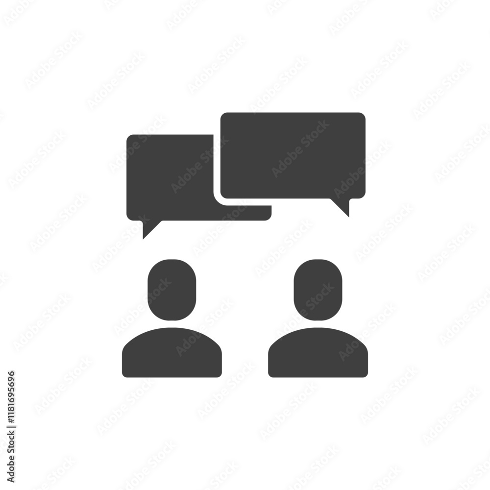 Talk icon. Simple solid style. People, two, person, 2, dialog, bubble, speech, pictogram, silhouette, chat, group concept. Glyph symbol. Vector illustration isolated. SVG Talk icon. Simple solid style. People, two, person, 2, dialog, bubble, speech, pictogram, silhouette, chat, group concept. Glyph symbol. Vector illustration isolated. SVG