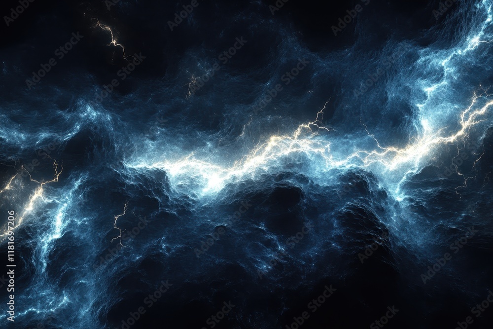 Dynamic storm clouds illuminated by brilliant lightning, showcasing the raw power of nature in a mesmerising nocturnal display of energy