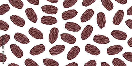 Dates fruit seamless pattern background. Date palm fruit motif for ramadan packaging, iftar and breaking the fast