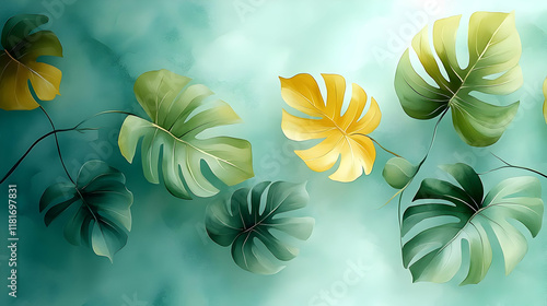Tropical Monstera Leaves De...