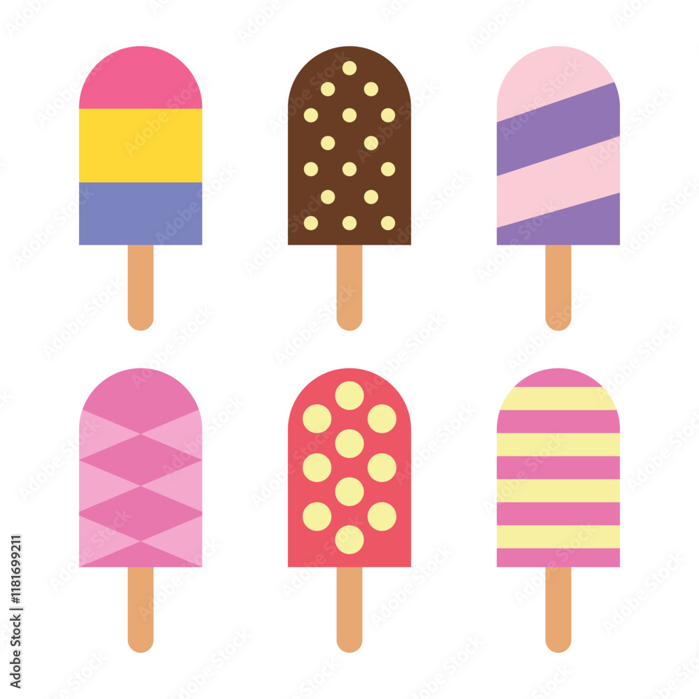 Ice cream set flat style. Ice cream vector illustration Ice cream set flat style. Ice cream vector illustration