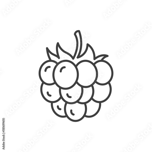 Raspberry icon. Simple outline style. Berry, pictogram, ripe, pink, sweet, delicious, food, nature, vegetarian concept. Thin line symbol. Vector design illustration isolated. SVG