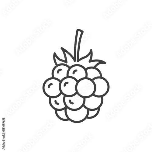 Raspberry icon. Simple outline style. Berry, pictogram, ripe, pink, sweet, delicious, food, nature, vegetarian concept. Thin line symbol. Vector design illustration isolated. SVG