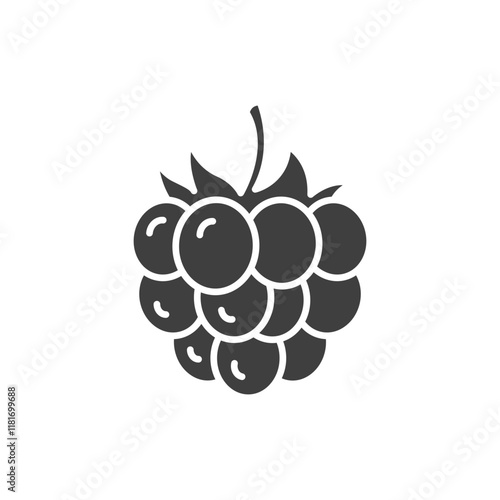 Raspberry icon. Simple solid style. Berry, pictogram, ripe, pink, sweet, delicious, food, nature, vegetarian concept. Glyph symbol. Vector design illustration isolated. SVG