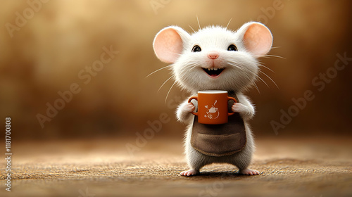 Cute Mouse Holds Hot Bevera...