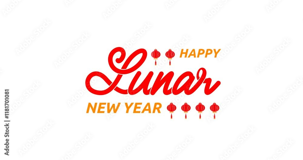 Happy Lunar New Year text animation. Handwritten text calligraphy animated with an alpha channel. Easy to use in any video. Great for festive celebrations. Happy Lunar New Year text animation. Handwritten text calligraphy animated with an alpha channel. Easy to use in any video. Great for festive celebrations.
