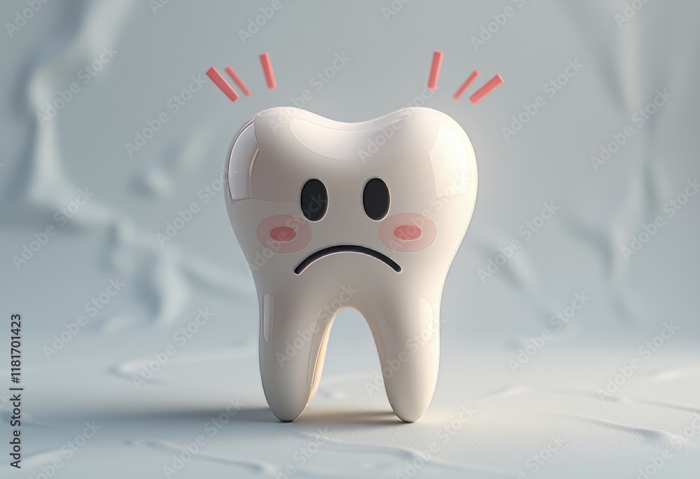 Sad tooth character illustration with white background. Sad tooth character illustration with white background.
