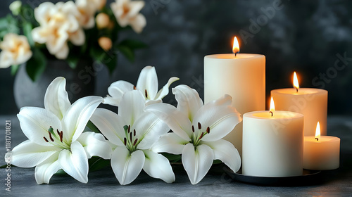 White Lilies and Candles Cr...