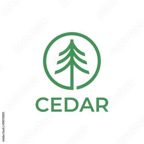 Cedar pine tree logo nature organic environment icon symbol illustration