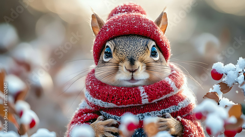 Squirrel Wears Cozy Winter ...
