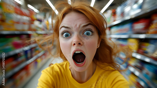Shopper Screams in Supermar...