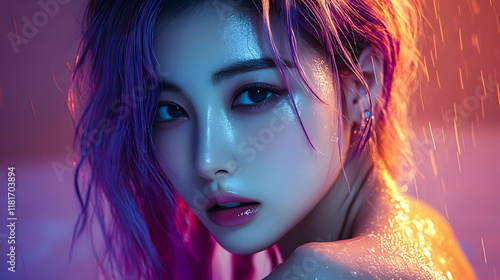 Neon Dreams: Wet Hair, Purp...
