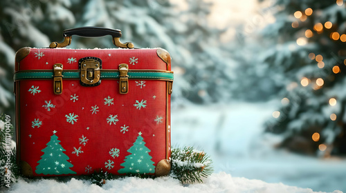 Red Suitcase with Snowflake...