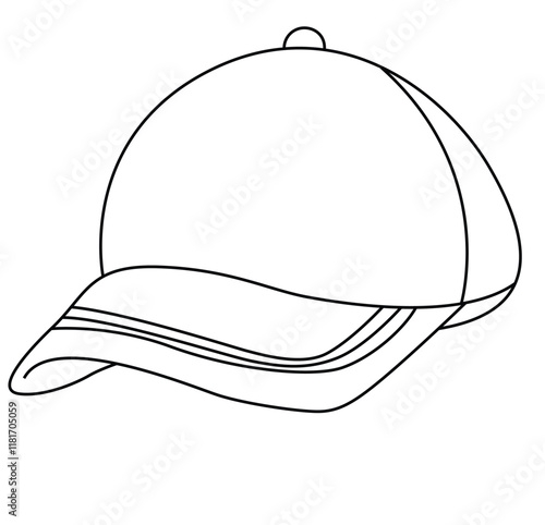 Cute cartoon hand drawn vector baseball cap outline .