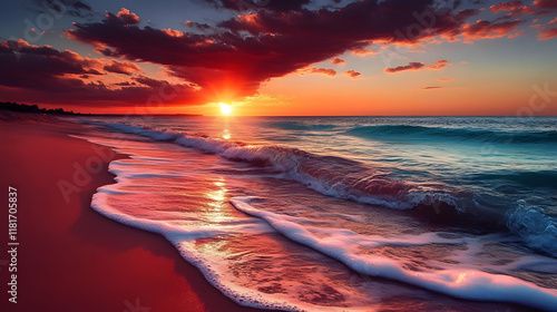 Ocean Waves Crash on the Be...