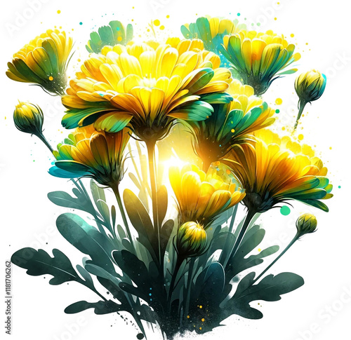 Chrysopsis floral png, flower isolated on a transparent background
 photo