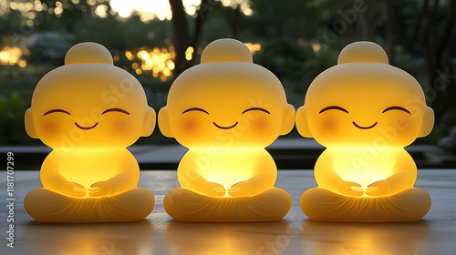 Smiling Figures Meditate Pe...