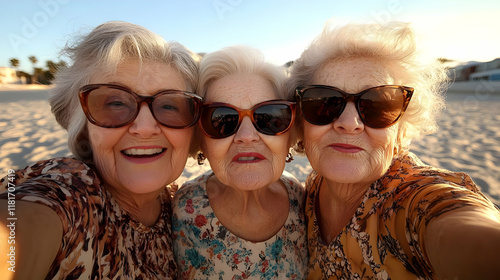 Senior Women Enjoy Beach Fu...
