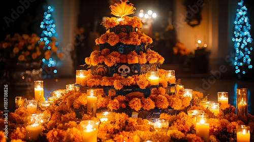 Ofrenda Decorated with Mari...