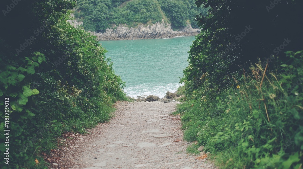 Coastal Path Leading to Secluded Cove Scenic View Coastal Path Leading to Secluded Cove Scenic View