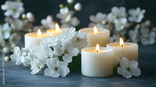 White Flowers and Candles C...