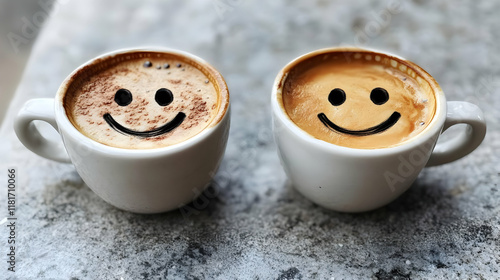 Happy Coffee Cups Smile Bri...
