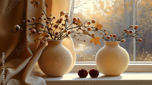 Autumn Branches in Vases Si...