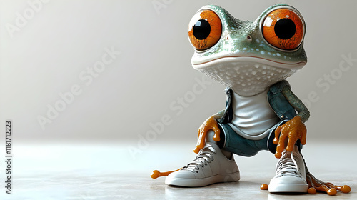 Cool Frog Wears Trendy Outf...