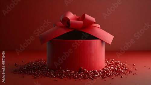Red Gift Box Opens with Gem...