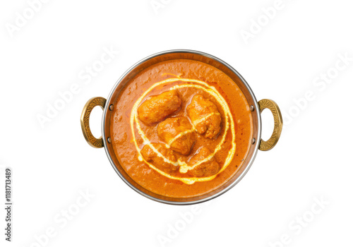 indian butter chicken curry in balti dish photo