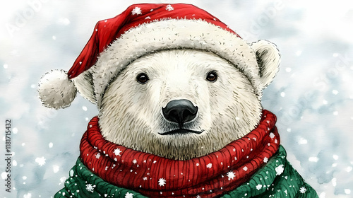 Polar Bear Wears Festive Sc...