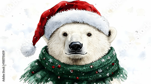 Polar Bear Wears Santa Hat ...