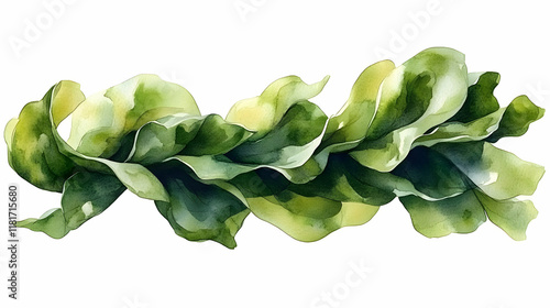 Watercolor Green Leaves Flo...