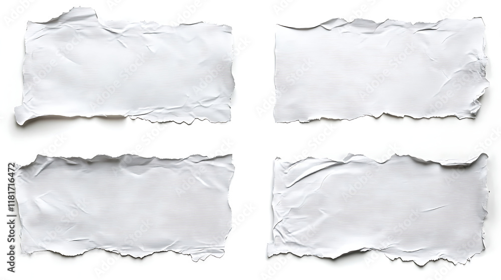 Fototapeta premium A set of white paper pieces isolated on a white background. created with Generative AI technology