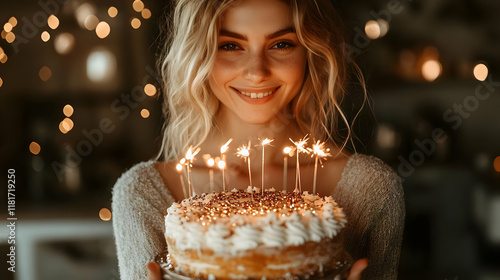 Woman Holds Delicious Cake ...