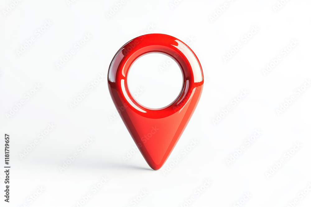 A bold red location pin symbolizing navigation and map services. isolated on white background. A bold red location pin symbolizing navigation and map services. isolated on white background.