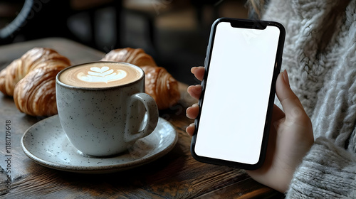 Coffee, Croissant & Smartph...